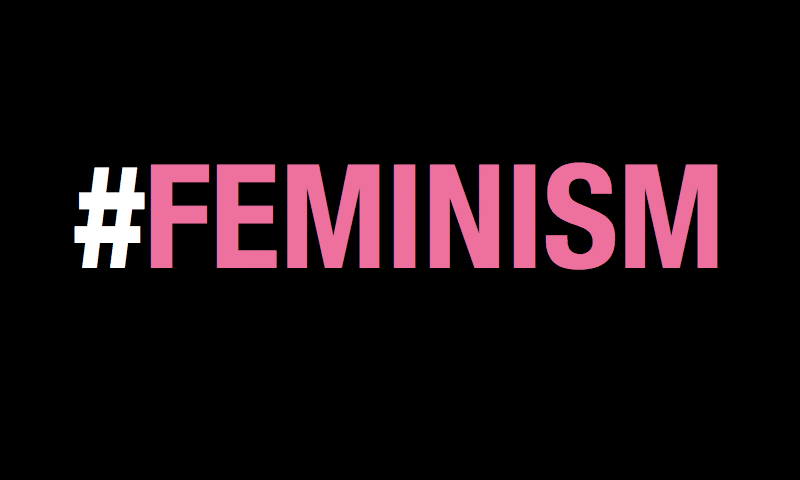 Hashtag feminism in Pink color